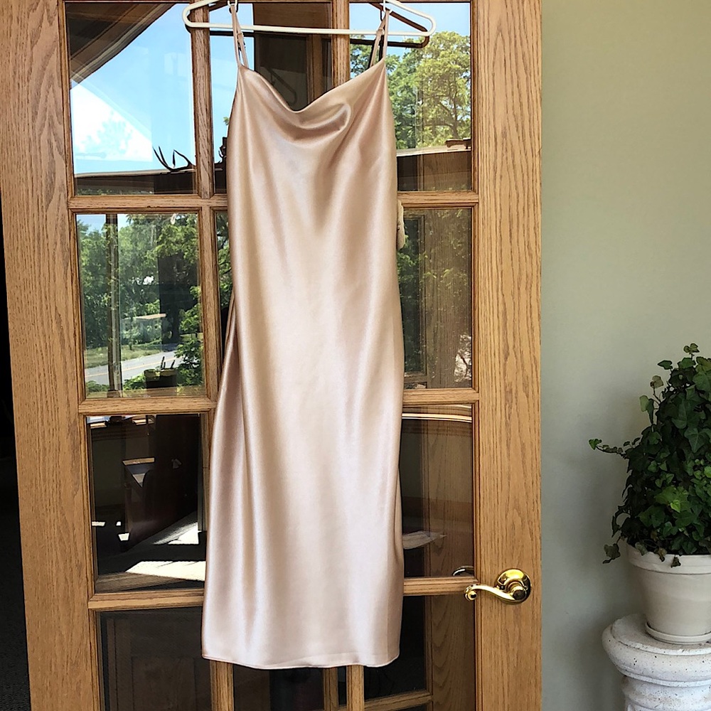 Champagne Satin Slip Dress - Altar’d State